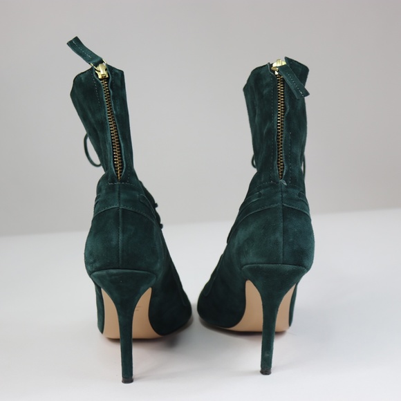 Jerome Dreyfuss Suede Peep-Toe Ankle Teal Lace Up Booties - Size 40 - Picture 4 of 6